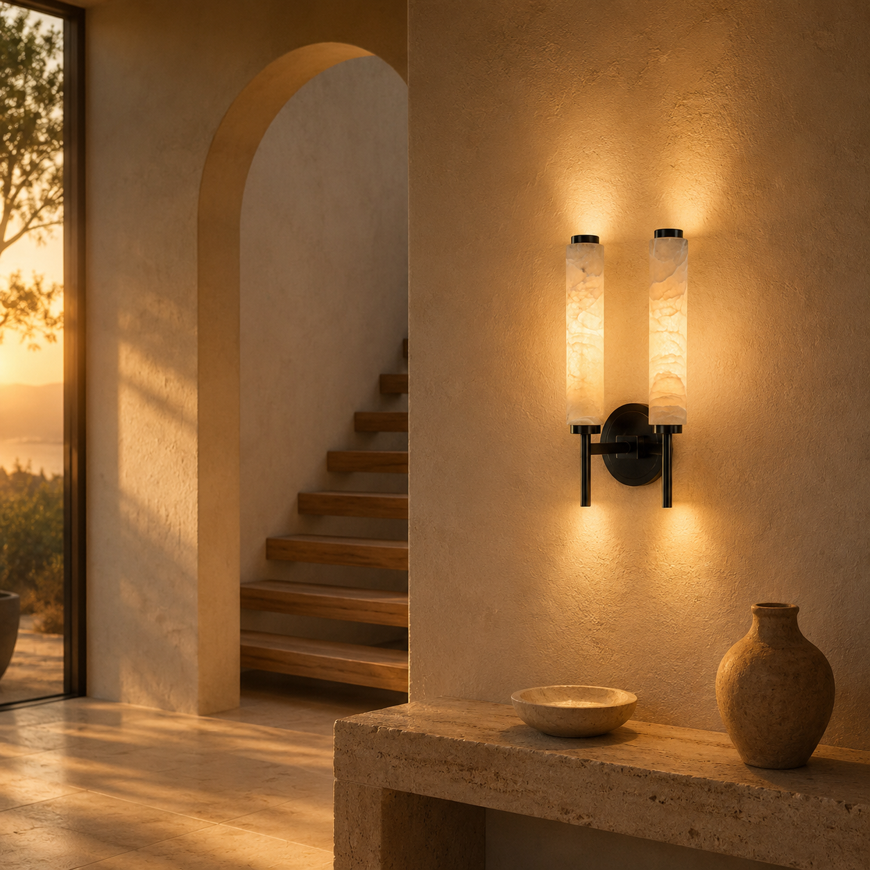 Double marble wall light – TESSA