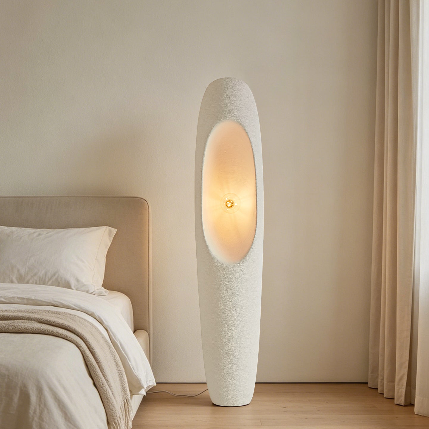 Wabi-Sabi Style Art Bedroom Floor Lamp, Nordic Japanese Minimalist Designer Living Room and Study Ambient Upright Lamp